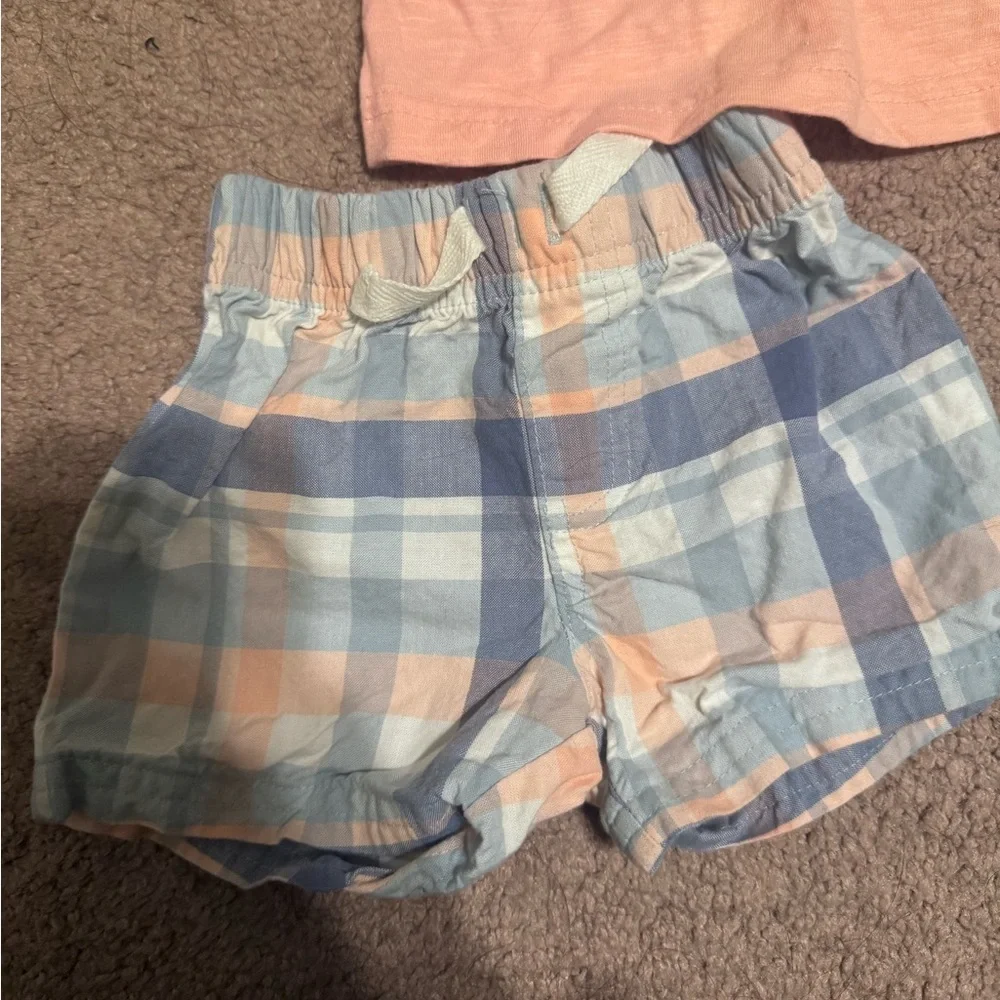 Carter's 3-6M Pastel Plaid outfit set